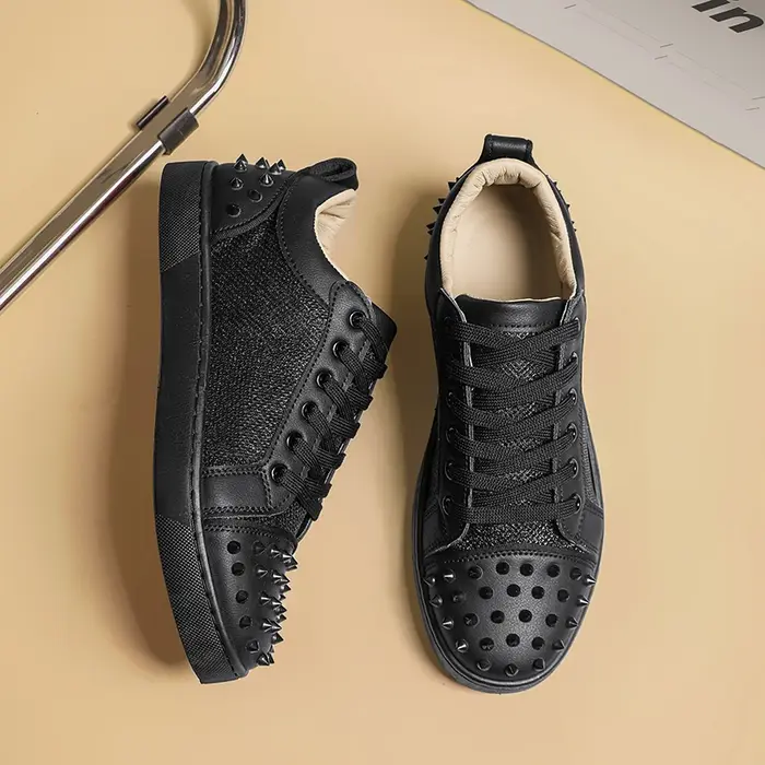 Mode nouveaux hommes Rivet Rock Punk mixte Patchwork cuir plate-forme chaussures mâle sport marche baskets