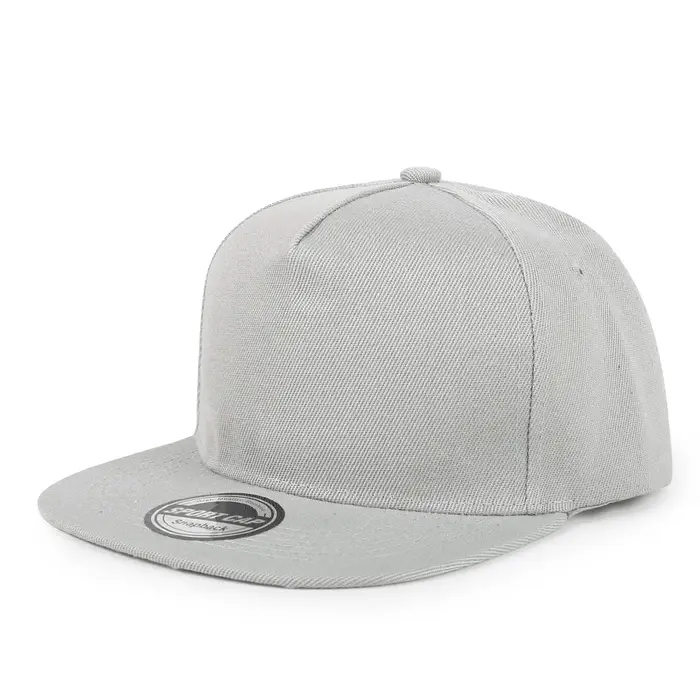 Casquette à visière plate de couleur unie à cinq panneaux avec logo imprimé personnalisé