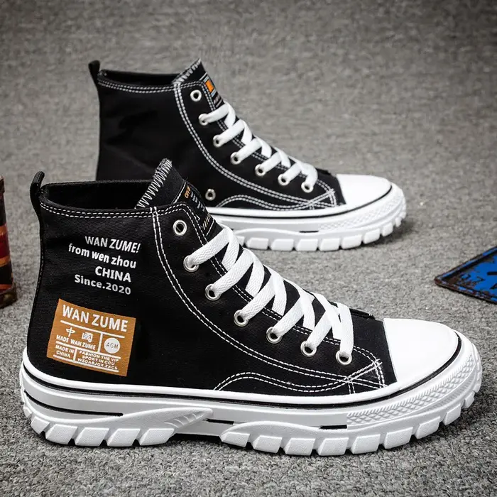 Baskets montantes pour hommes, chaussures en toile, marque de luxe, bottes à la mode, nouvelle plate