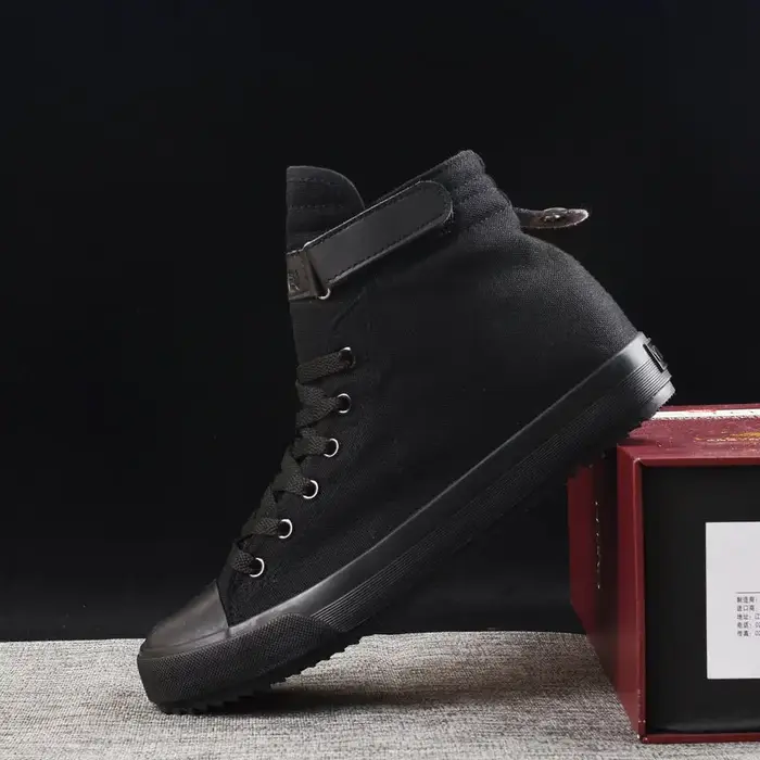 Baskets montantes en toile pour hommes, chaussures décontractées, noires et blanches, KA797