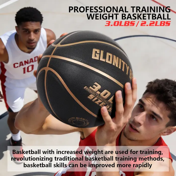 Ballon de basketball lesté 3LBS/2.2LBS, taille 7/6, pour l'entraînement intérieur et extérieur, améliorant la maîtrise du ballon, le dribble, le passage et le rebond.