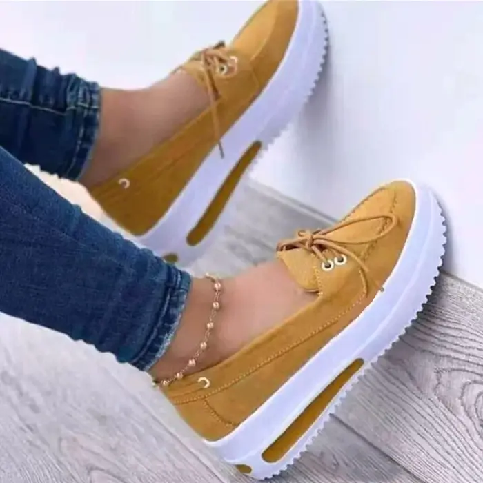 Chaussures à plateforme à lacets pour femmes, baskets décontractées, confortables à enfiler, anti-alds, grande taille 43, automne, nouveau, 2025