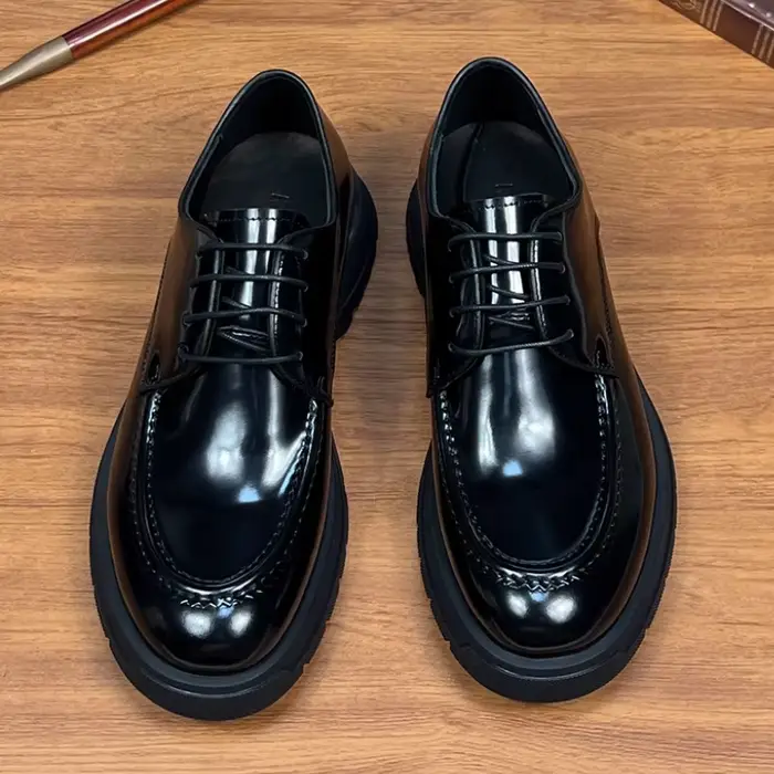 Fait à la main de bonne qualité! Chaussures derby confortables en cuir à semelle épaisse