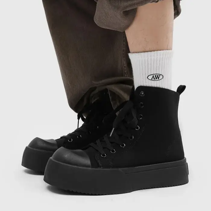 Plate-forme haut chaussures en toile pour hommes tendance grande tête décontracté
