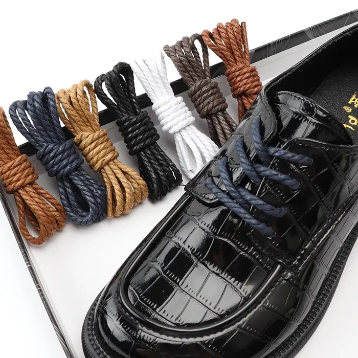 1 paire de lacets ronds en cuir ciré pour chaussures