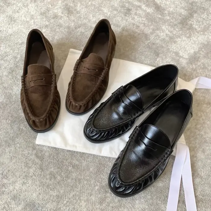 Mocassins plats pour femmes à bout rond style britannique