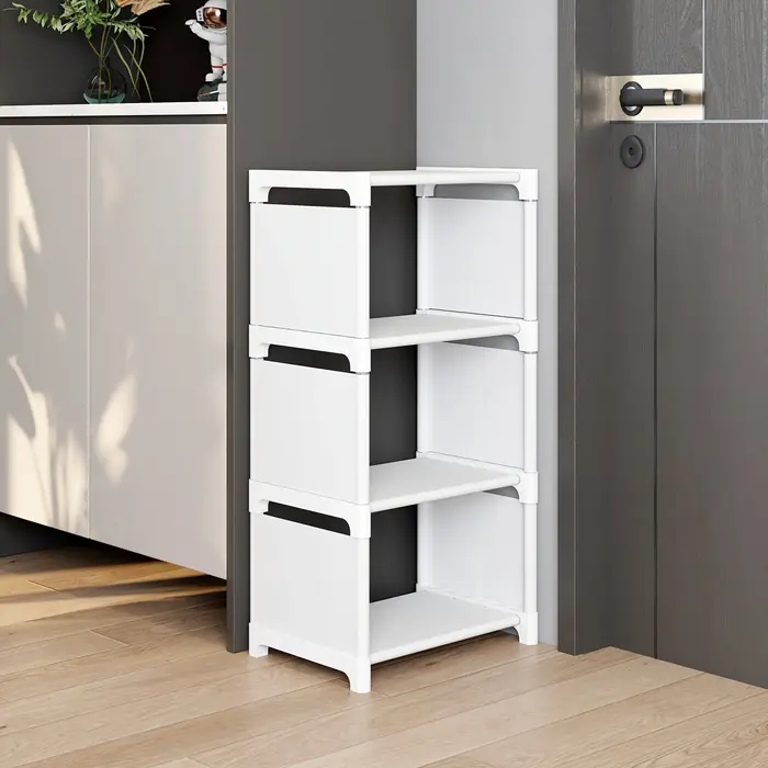 Étagère à chaussures métallique superposable sans outils, organisateur pratique pour l'entrée de la 