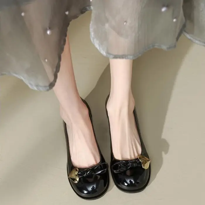 Chaussures d'été pour femmes, mocassins à bout rond, mignons avec talons moyens, tendance Kawaii, en