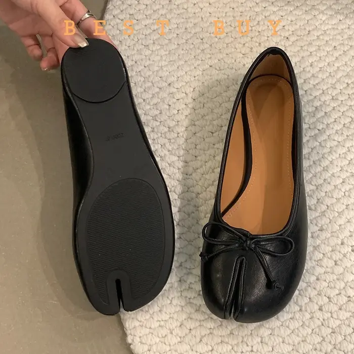 Tabi chaussures Ballet Falts ballerine en cuir chaussures pour femmes bout fendu chaussures plates T