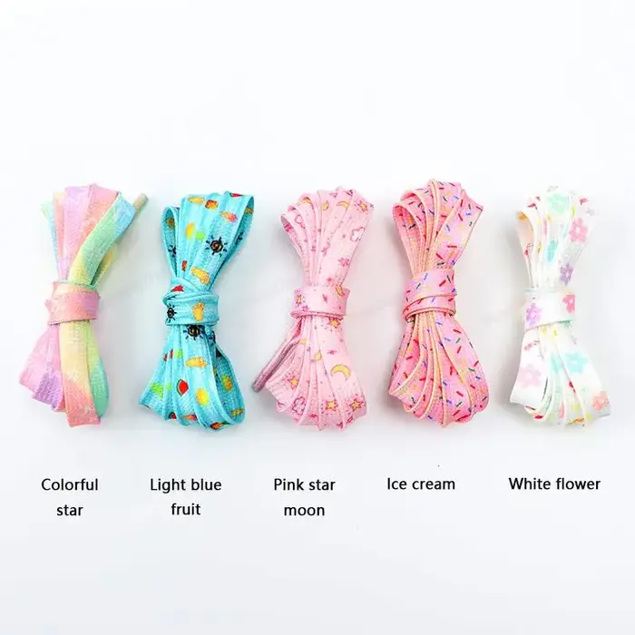 Lacets Lumineux Imprimés en Tissu de Qualité pour Baskets, Chaussures Plates, à la Mode, pour Bol, L
