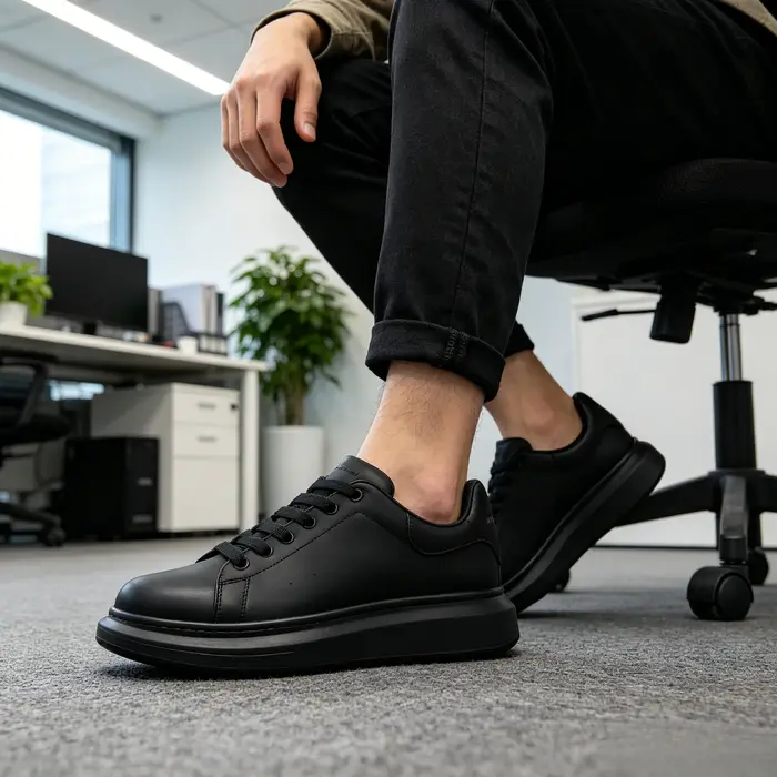 Sneakers plateforme blanches de luxe pour hommes