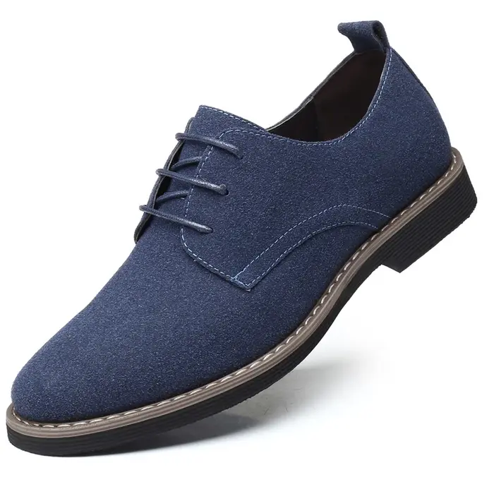 Chaussures Oxford en daim bleu marine pour hommes