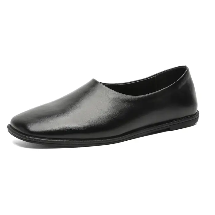 Chaussures de bureau en cuir véritable à fond souple pour hommes, chaussures simples faites à la mai