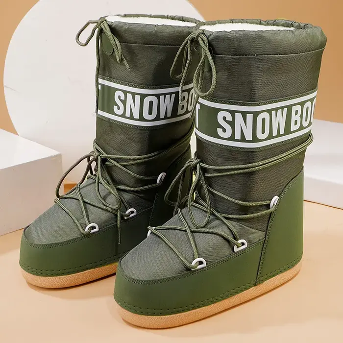 Bottes d'hiver femmes bottes de neige mi-mollet résistant au froid antidérapant épaissir peluche imp
