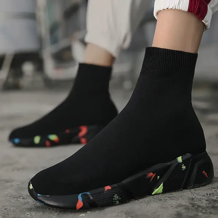 2025 printemps baskets pour hommes noir sans lacet Non en cuir chaussures décontractées haut sans lacets