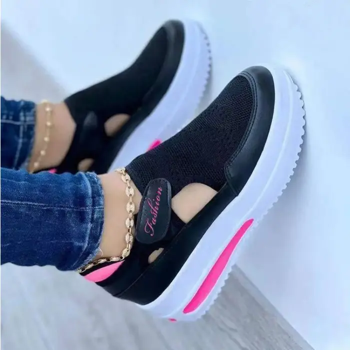 Nouvelles baskets rouges décontractées et respirantes pour femmes 2026 – Chaussures de mode à plateforme en toile