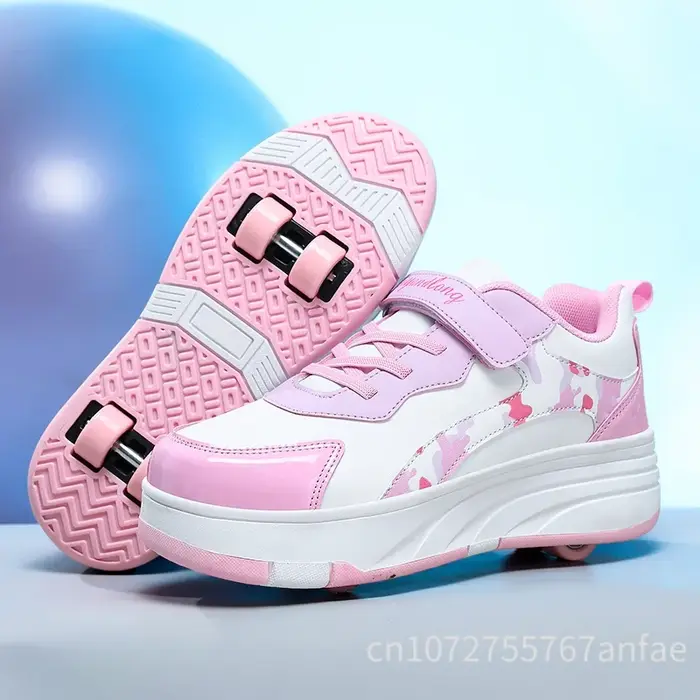 Chaussures de Skateboard pour enfants marche roulante double usage confortable résistant à l'usure en plein air patinage à roulettes baskets filles décontracté Sho