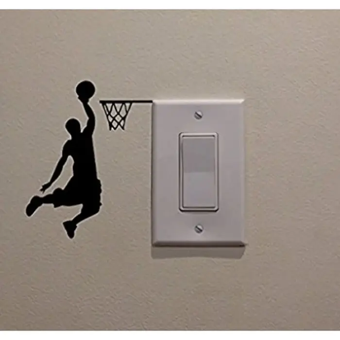 Autocollant mural Dunk de joueur de basket-ball de dessin animé, pour la maison, décoratif en vinyle