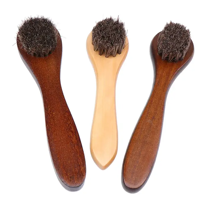 Brosse à chaussures durable avec manche en bois, brosse à poils de cheval, vernis à chaussures, livres brillants, dépoussiérage