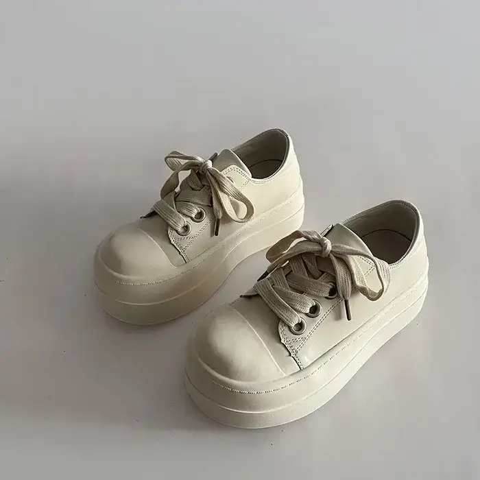 Nouvelles baskets à plateforme haute pour femme, à lacets, style chunky, en similicuir de créateur, 