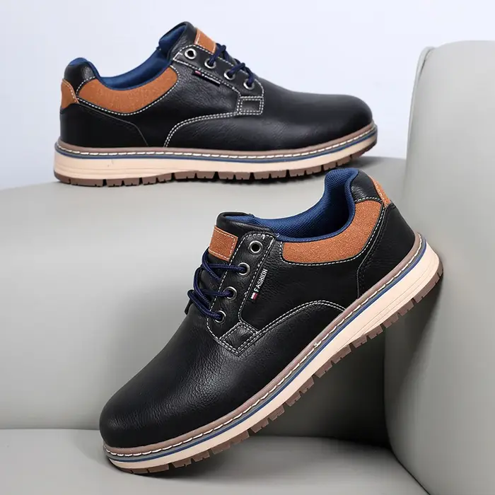 Chaussures décontractées pour hommes quatre saisons, semelle souple, antidérapantes, baskets en cuir tendance, chaussures de trekking faites à la main, chaussures de marche, baskets