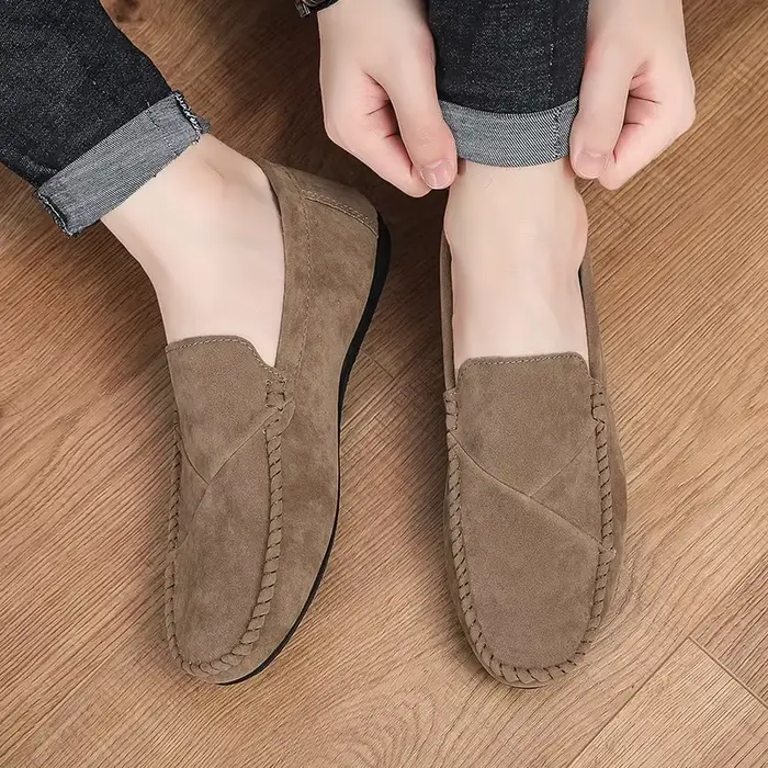 Mode daim hommes chaussures décontractées mâle paresseux