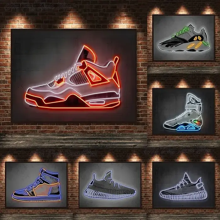 Chaussures de baskets d'art néon