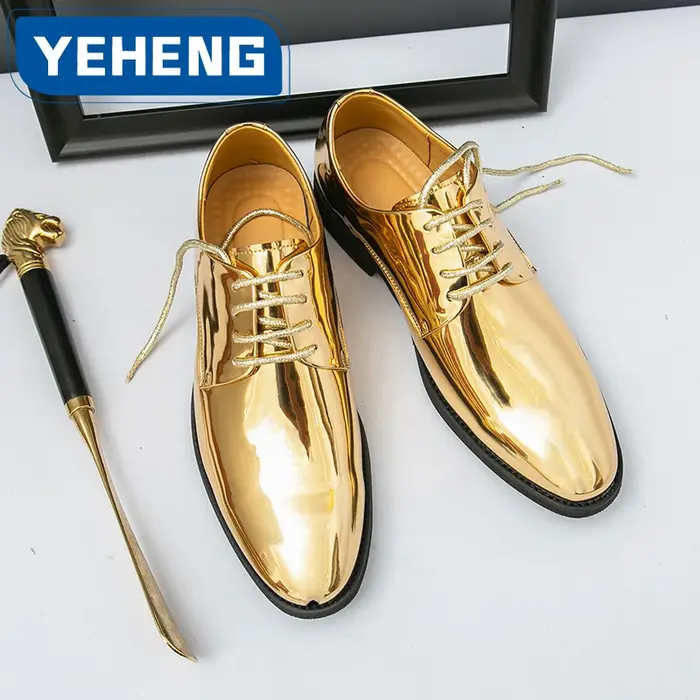 YEHENG Chaussures habillées métalliques brillantes pour hommes