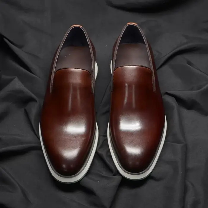 Chaussures mocassins classiques en cuir véritable pour hommes