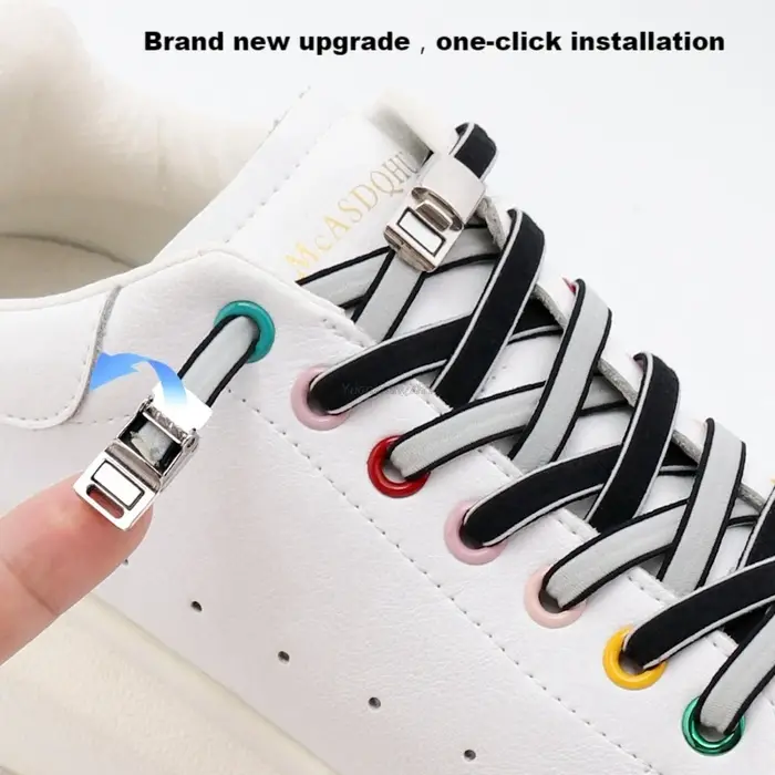 Verrou magnétique sans cravate lacets de chaussures lacets élastiques Double couleur baskets pour la