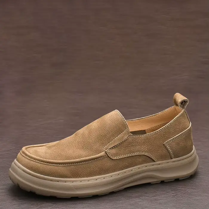 LIHUAMAO cuir de vache daim chaussures décontractées pour hommes sans lacet mocassins chaussures de 