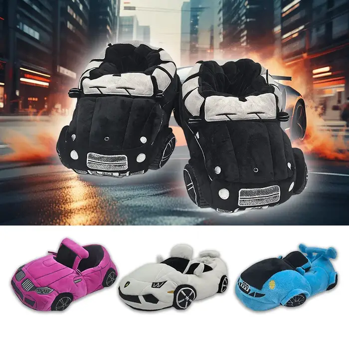 Chaussures en peluche multi-styles en forme de voiture pour hommes et femmes, pantoufles d'intérieur de maison, cadeau de noël, nouvelle collection hiver automne 2025