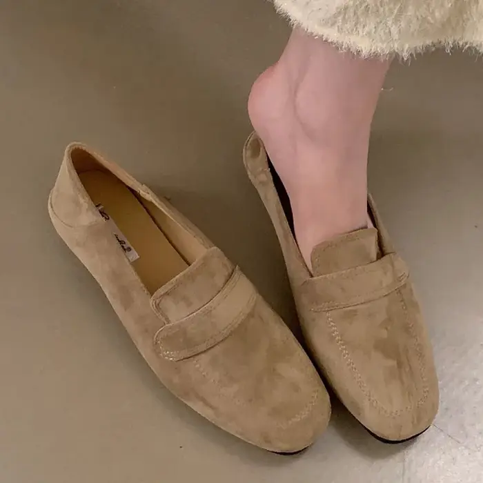 2025 nouvelle marque femmes chaussures plates bout rond peu profond sans lacet dames