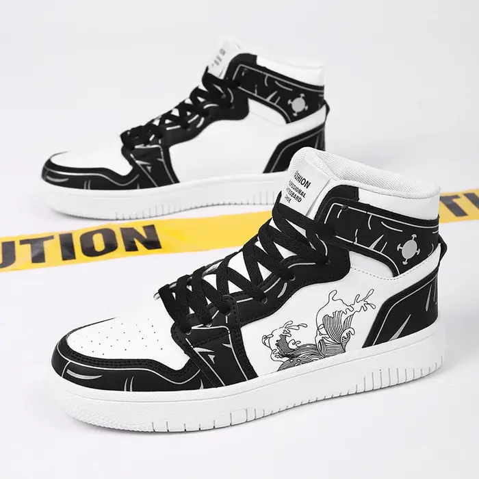 Baskets montantes en cuir plat pour hommes