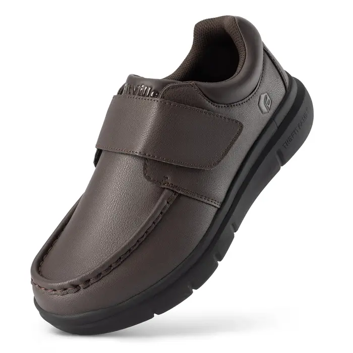 FitVille-Chaussures en cuir à coupe large pour hommes