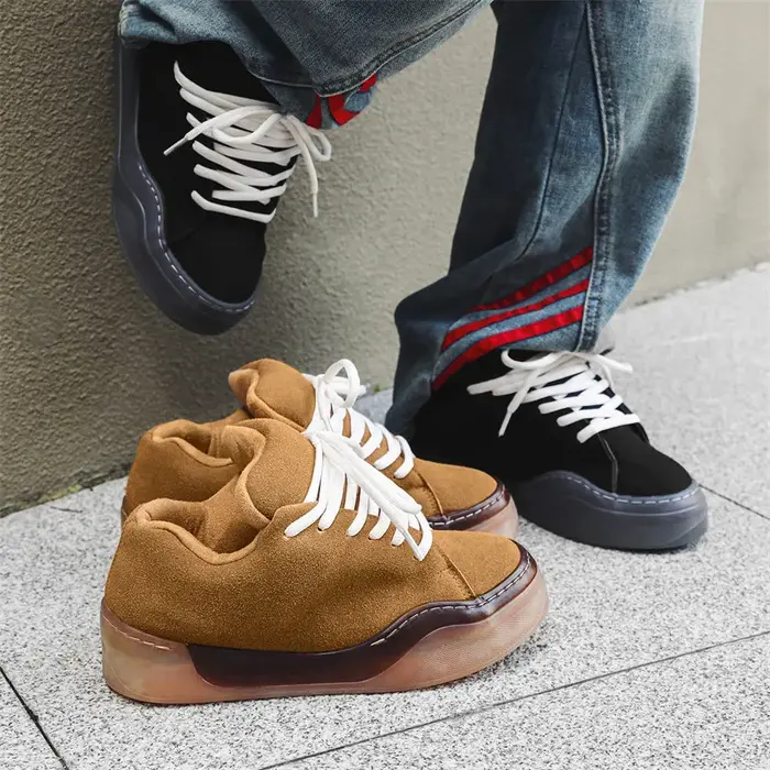 Chaussures de skateboard en cuir suédé pour hommes