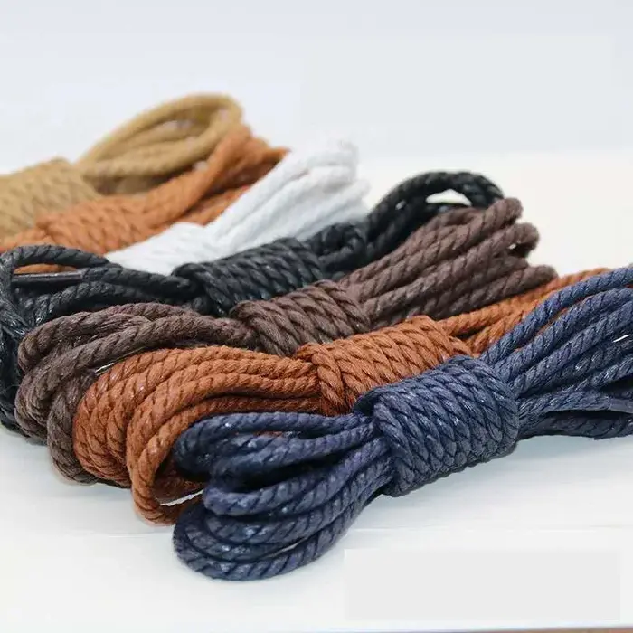 Lacets de chaussures ronds en cuir ciré pour adultes, bottes de loisirs en plein air, lacets lumineu
