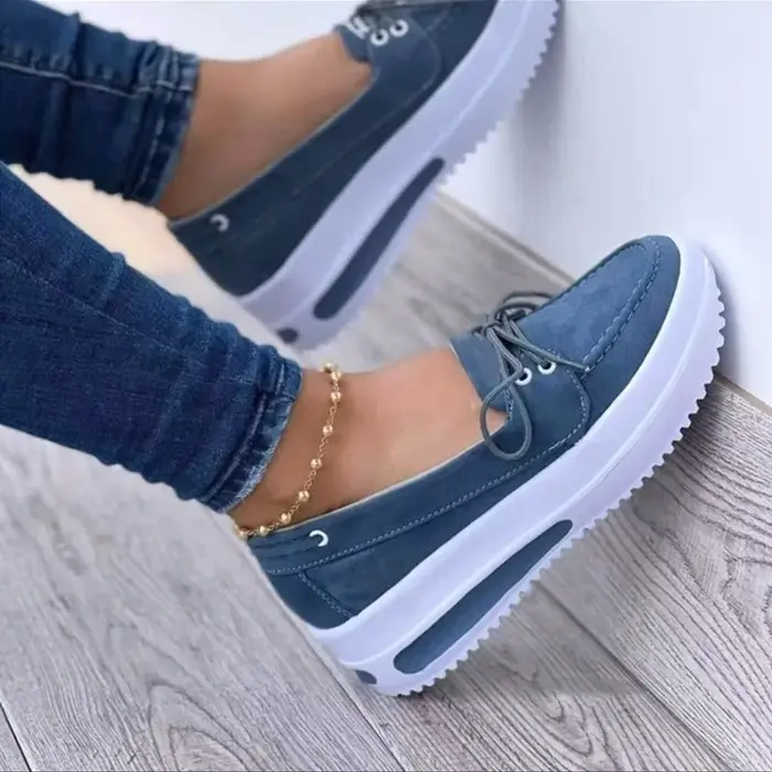 Chaussures à plateforme à lacets pour femmes, baskets décontractées, confortables à enfiler, anti-alds, grande taille 43, automne, nouveau, 2025