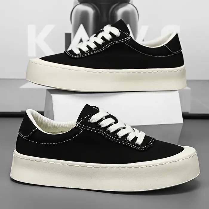 Chaussures en toile pour hommes, respirantes, semelle épaisse, effet rehausseur, tendance, antidérap
