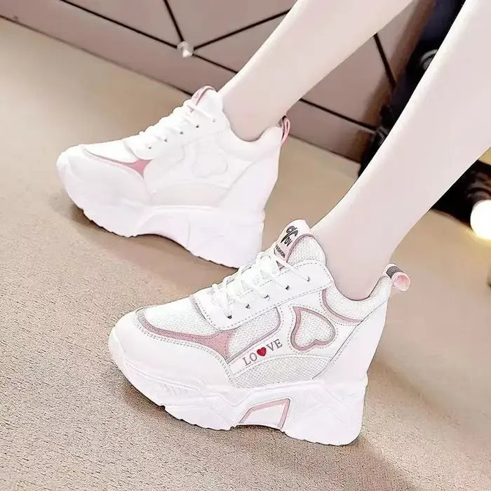 Haute qualité femmes plate-forme baskets grosse femme décontracté papa chaussures panier femme mode Sport maille à lacets chaussures 2024