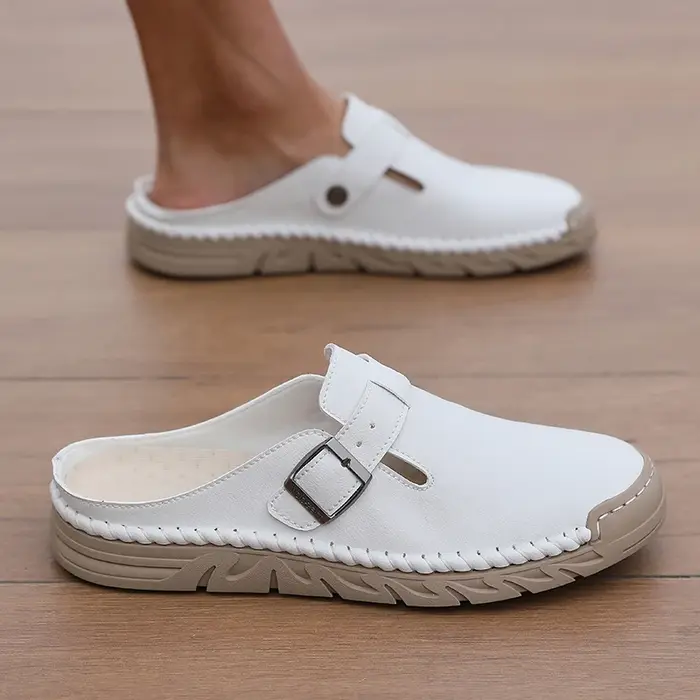 Chaussures semi-ouvertes de haute qualité, nouvelle collection 2026, mocassins en cuir confortables et décontractés pour hommes, respirants, pour la marche en extérieur