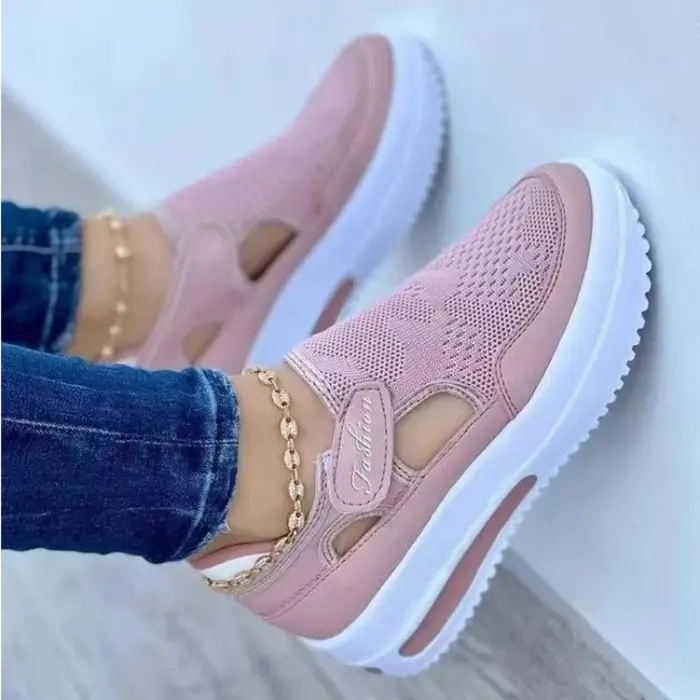 Nouvelles baskets rouges décontractées et respirantes pour femmes 2026 – Chaussures de mode à plateforme en toile