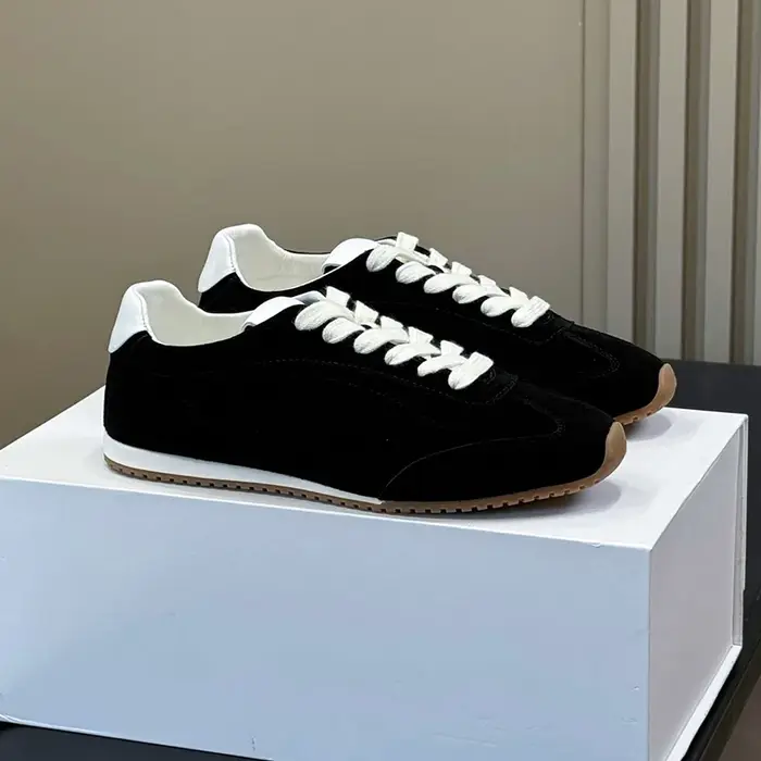 Chaussures décontractées unisexes pour femmes, baskets en daim et cuir véritable, chaussures de marc