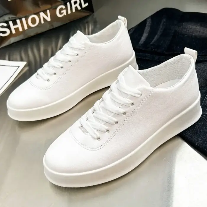 Baskets Blanches à Lacets pour Homme, Chaussures de dehors Décontractées, Printemps et Automne