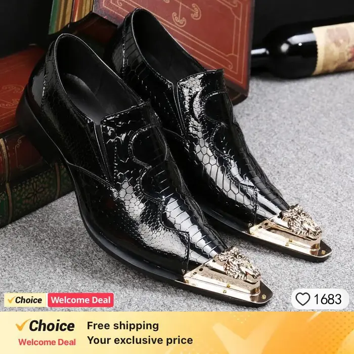 Chaussures en cuir italien noir pour hommes
