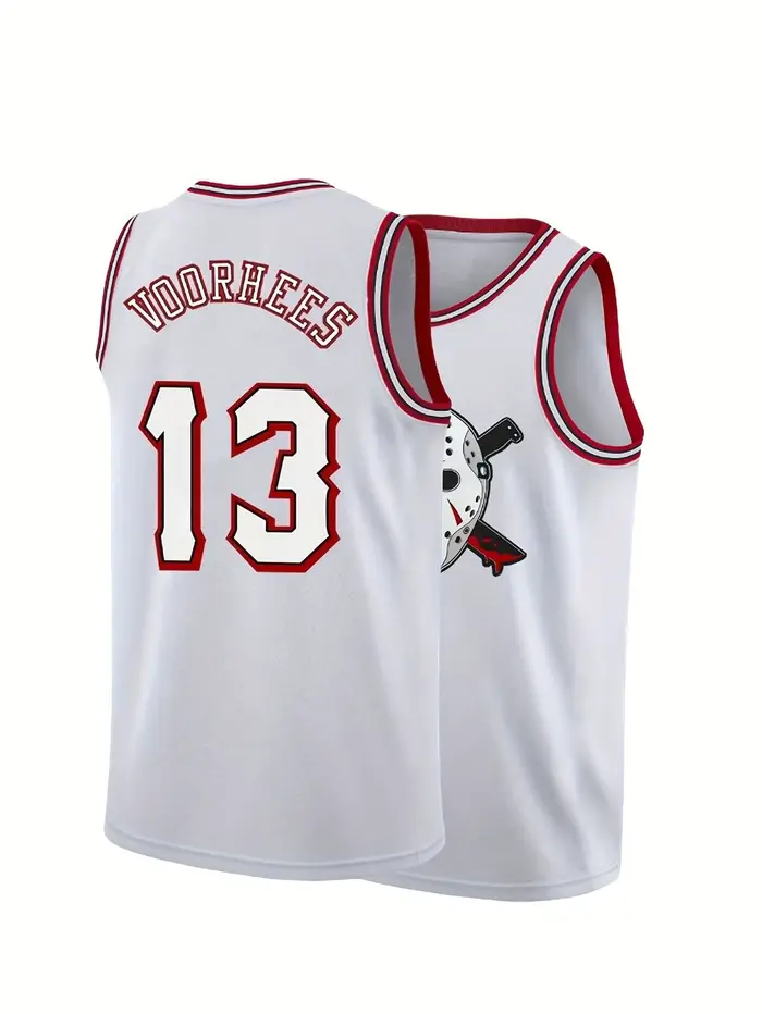 Maillot de basketball - Base blanche, numéro bleu, sans manches, design premium, vêtements d'équipe 