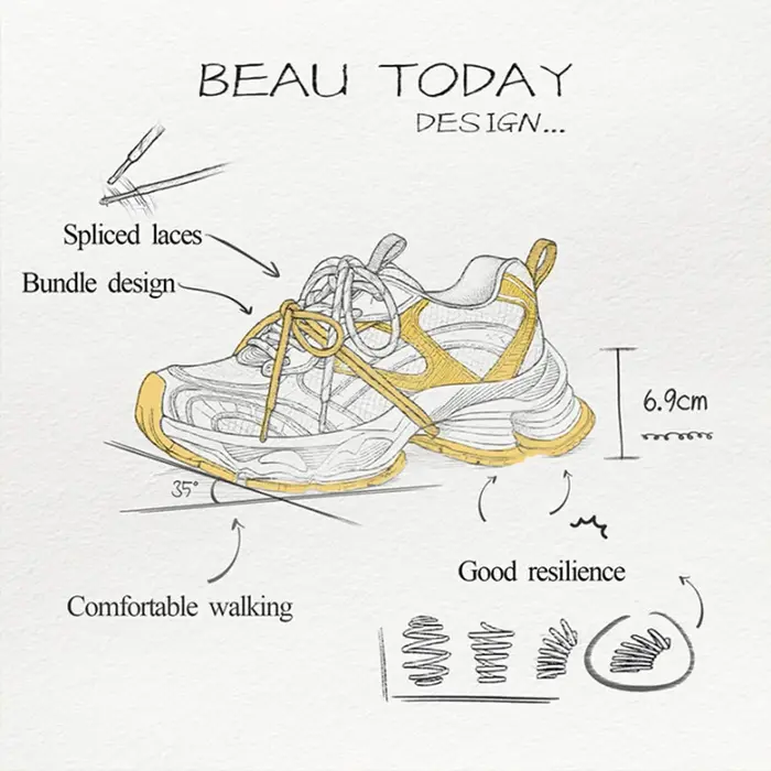 BEAUTODAY grosses baskets femmes en cuir synthétique maille bout rond à lacets sport formateurs dames Patchwork chaussures à la main 29A51