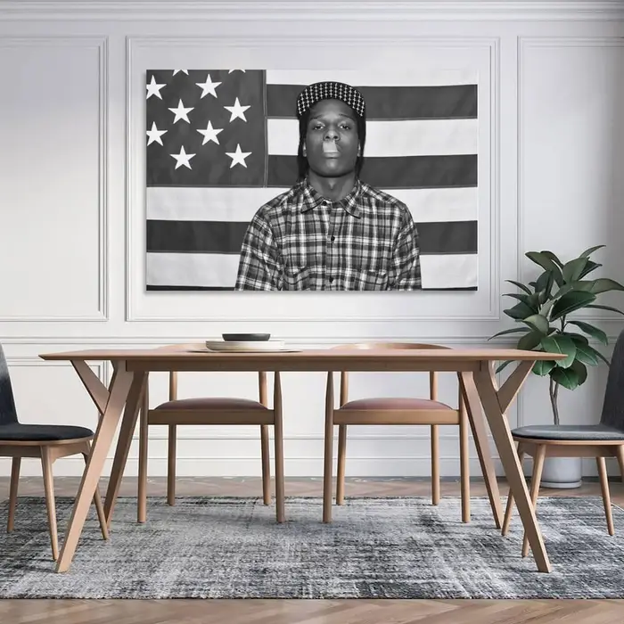 A $ AP Rocky ASAP drapeau américain rap rappeur motivation inspirant bureau salle de sport mur dortoir décor 3x5ft