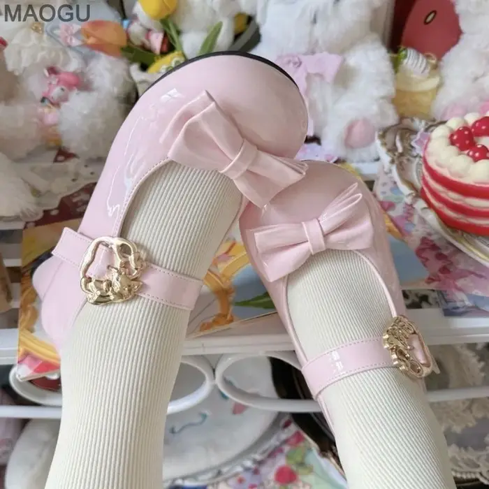 Chaussures Lolita pour femmes bout rond nœud Mary Janes mignon doux dames printemps été escarpins à talons bas Zapatos De Mujer taille 35-40