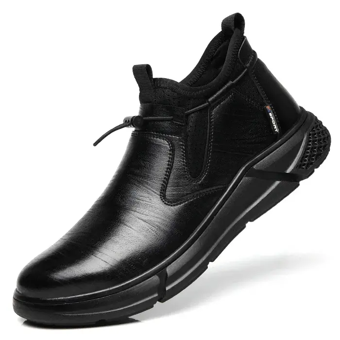 Chaussures de travail de sécurité imperméables en cuir noir pour hommes, bottes de bureau à bout en 